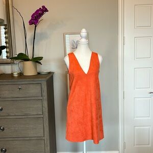 DO+BE |  Orange V Kneck Faux Suede Mini Dress | Size Small